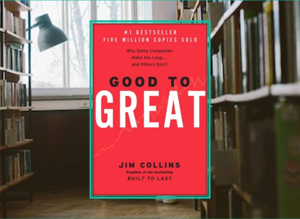 Good to Great book cover by Jim Collins with red background and title in bold white text.