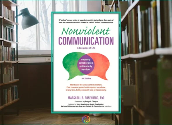 Nonviolent Communication book cover by Marshall Rosenberg with subtitle 'A Language of Life' and peaceful design.