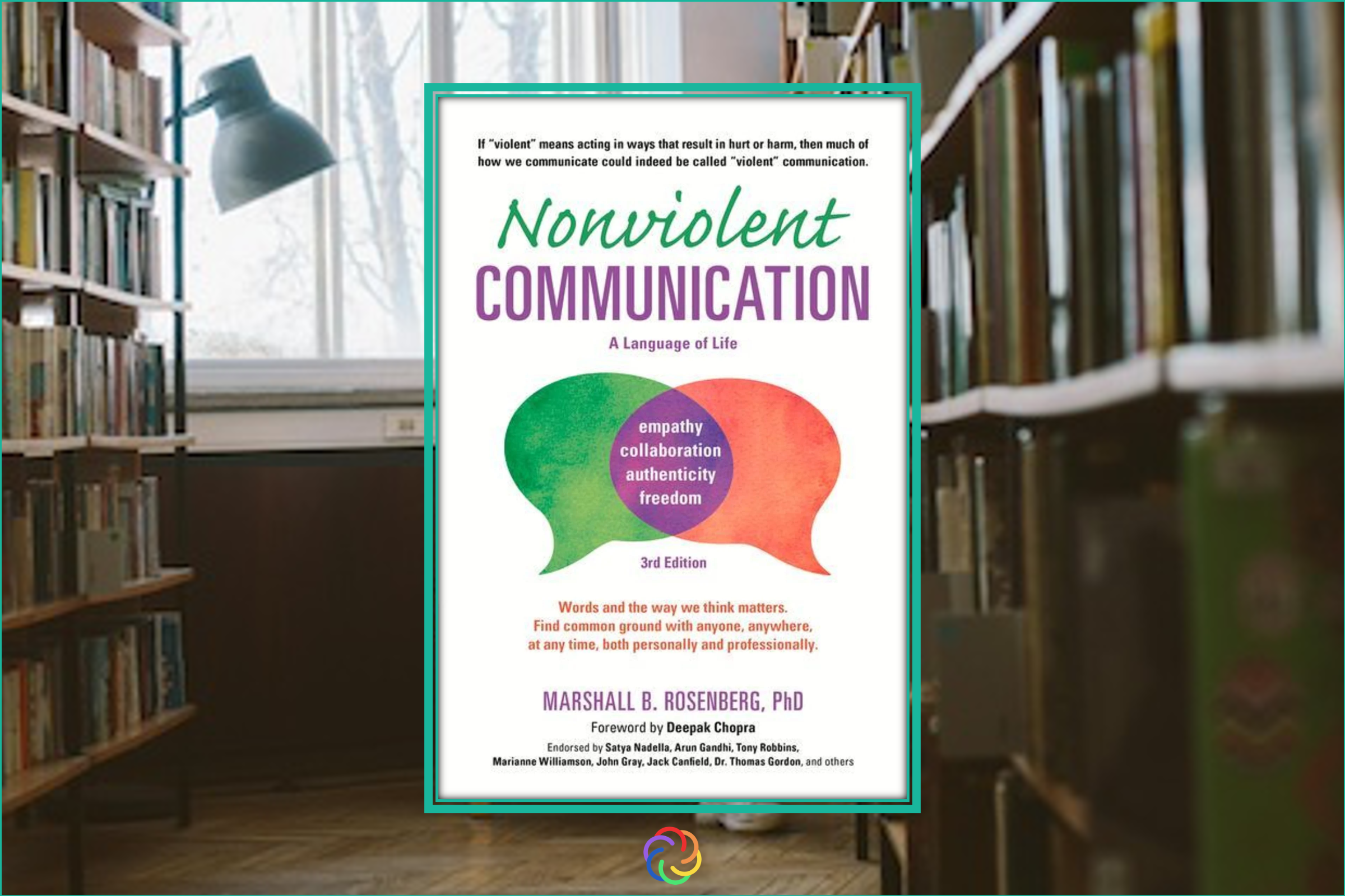 Nonviolent Communication book cover by Marshall Rosenberg with subtitle 'A Language of Life' and peaceful design.